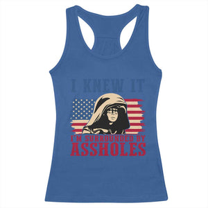 Funny I Knew It Im Surrounded by Axxholes Sci-fi Meme Racerback Tank Top Patriotic Space Parody USA Flag Sarcastic 1980s Movie Quote TS02 Royal Blue Print Your Wear