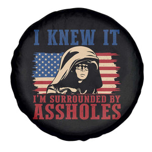 Funny I Knew It Im Surrounded by Axxholes Sci-fi Meme Spare Tire Cover Patriotic Space Parody USA Flag Sarcastic 1980s Movie Quote TS02 Print Your Wear