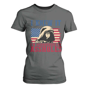 Funny I Knew It Im Surrounded by Axxholes Sci-fi Meme T Shirt For Women Patriotic Space Parody USA Flag Sarcastic 1980s Movie Quote TS02 Dark Heather Print Your Wear