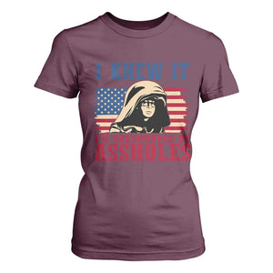 Funny I Knew It Im Surrounded by Axxholes Sci-fi Meme T Shirt For Women Patriotic Space Parody USA Flag Sarcastic 1980s Movie Quote TS02 Maroon Print Your Wear