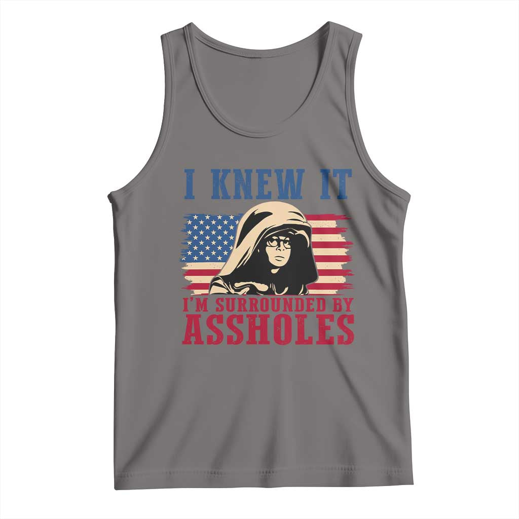 Funny I Knew It Im Surrounded by Axxholes Sci-fi Meme Tank Top Patriotic Space Parody USA Flag Sarcastic 1980s Movie Quote TS02 Deep Heather Print Your Wear