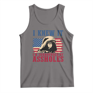 Funny I Knew It Im Surrounded by Axxholes Sci-fi Meme Tank Top Patriotic Space Parody USA Flag Sarcastic 1980s Movie Quote TS02 Deep Heather Print Your Wear