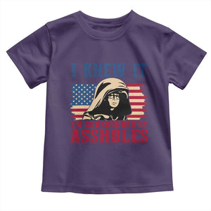 Funny I Knew It Im Surrounded by Axxholes Sci-fi Meme Toddler T Shirt Patriotic Space Parody USA Flag Sarcastic 1980s Movie Quote TS02 Purple Print Your Wear