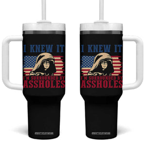 Funny I Knew It Im Surrounded by Axxholes Sci-fi Meme Tumbler With Handle Patriotic Space Parody USA Flag Sarcastic 1980s Movie Quote TS02 One Size: 40 oz Black Print Your Wear