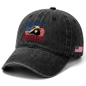 Funny I Knew It Im Surrounded by Axxholes Sci-fi Meme Washed Cotton Baseball Cap Patriotic Space Parody USA Flag Sarcastic 1980s Movie Quote TS02 Print Your Wear
