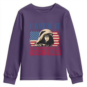 Funny I Knew It Im Surrounded by Axxholes Sci-fi Meme Youth Sweatshirt Patriotic Space Parody USA Flag Sarcastic 1980s Movie Quote TS02 Purple Print Your Wear