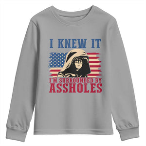 Funny I Knew It Im Surrounded by Axxholes Sci-fi Meme Youth Sweatshirt Patriotic Space Parody USA Flag Sarcastic 1980s Movie Quote TS02 Sport Gray Print Your Wear