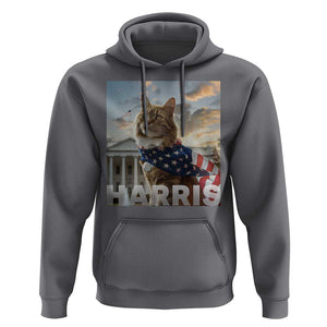 Childless Cat Ladies For Harris 2024 Hoodie Kamala For President American Flag Cat Graphic TS02 Charcoal Print Your Wear