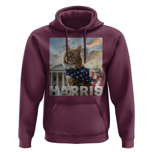 Childless Cat Ladies For Harris 2024 Hoodie Kamala For President American Flag Cat Graphic TS02 Maroon Print Your Wear