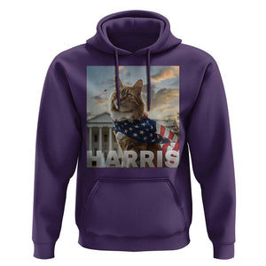 Childless Cat Ladies For Harris 2024 Hoodie Kamala For President American Flag Cat Graphic TS02 Purple Print Your Wear