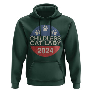 Childless Cat Lady 2024 Hoodie Vote Kamala Harris For President Retro Vintage TS02 Dark Forest Green Print Your Wear