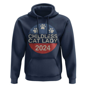 Childless Cat Lady 2024 Hoodie Vote Kamala Harris For President Retro Vintage TS02 Navy Print Your Wear