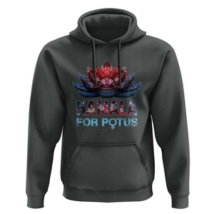 Harris 2024 Hoodie Madam President Kamala For Potus American Flag Lotus TS02 Dark Heather Print Your Wear