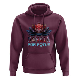 Harris 2024 Hoodie Madam President Kamala For Potus American Flag Lotus TS02 Maroon Print Your Wear