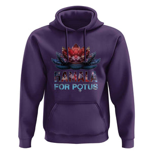 Harris 2024 Hoodie Madam President Kamala For Potus American Flag Lotus TS02 Purple Print Your Wear