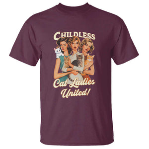 Childless Cat Ladies United T Shirt Feline Lover Retro TS02 Maroon Print Your Wear