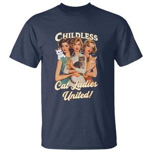 Childless Cat Ladies United T Shirt Feline Lover Retro TS02 Navy Print Your Wear