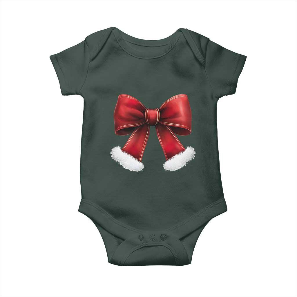 Red Coquette Bow Santa Retro Christmas Vibe Baby Onesie TS02 Print Your Wear