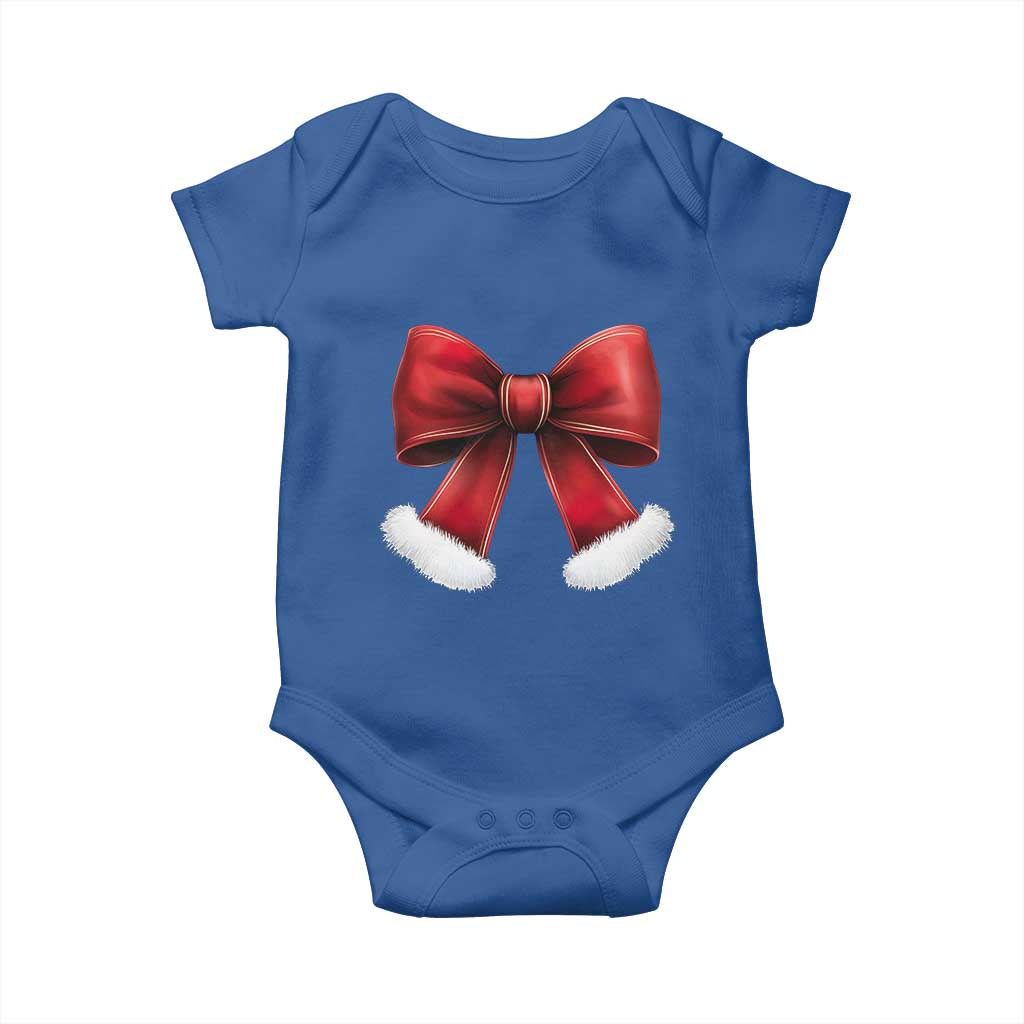 Red Coquette Bow Santa Retro Christmas Vibe Baby Onesie TS02 Royal Blue Print Your Wear