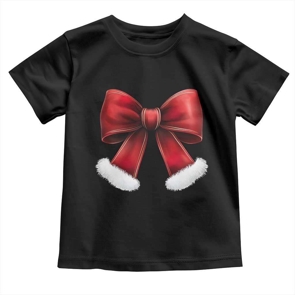 Red Coquette Bow Santa Retro Christmas Vibe Baby Shirt TS02 Black Print Your Wear