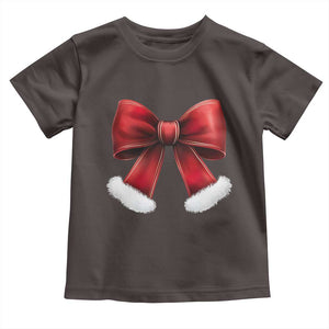 Red Coquette Bow Santa Retro Christmas Vibe Baby Shirt TS02 Dark Chocolate Print Your Wear