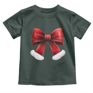 Red Coquette Bow Santa Retro Christmas Vibe Baby Shirt TS02 Dark Forest Green Print Your Wear