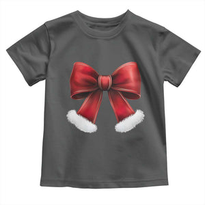 Red Coquette Bow Santa Retro Christmas Vibe Baby Shirt TS02 Dark Heather Print Your Wear