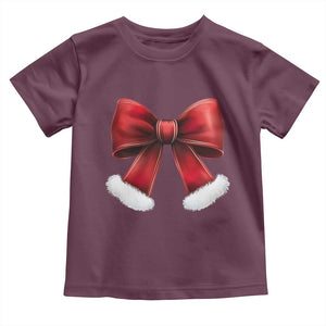 Red Coquette Bow Santa Retro Christmas Vibe Baby Shirt TS02 Maroon Print Your Wear