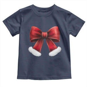 Red Coquette Bow Santa Retro Christmas Vibe Baby Shirt TS02 Navy Print Your Wear