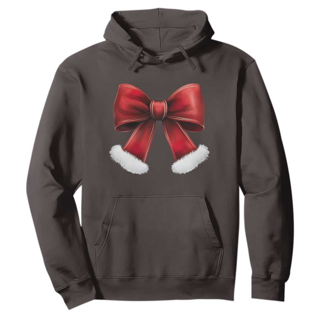 Red Coquette Bow Santa Retro Christmas Vibe Hoodie TS02 Dark Chocolate Print Your Wear