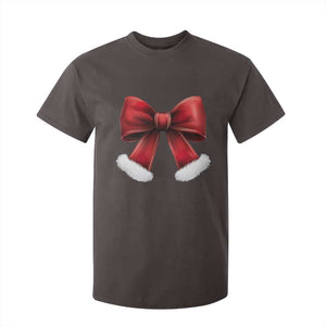 Red Coquette Bow Santa Retro Christmas Vibe T Shirt For Kid TS02 Dark Chocolate Print Your Wear
