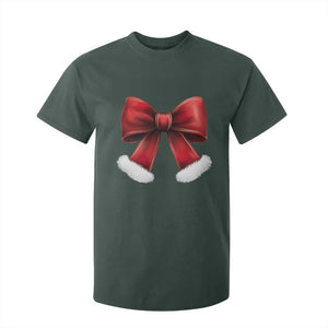 Red Coquette Bow Santa Retro Christmas Vibe T Shirt For Kid TS02 Dark Forest Green Print Your Wear