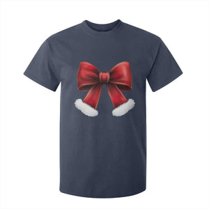 Red Coquette Bow Santa Retro Christmas Vibe T Shirt For Kid TS02 Navy Print Your Wear