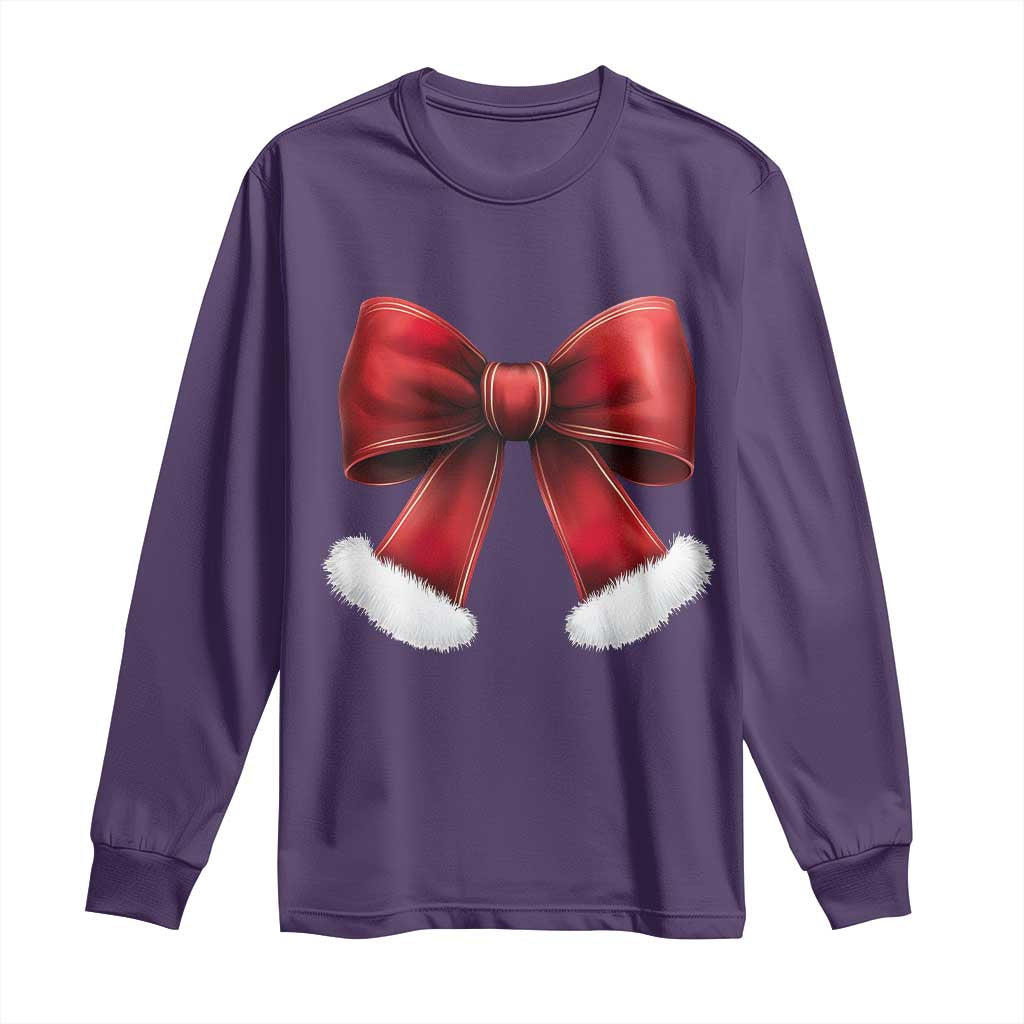Red Coquette Bow Santa Retro Christmas Vibe Long Sleeve Shirt TS02 Purple Print Your Wear