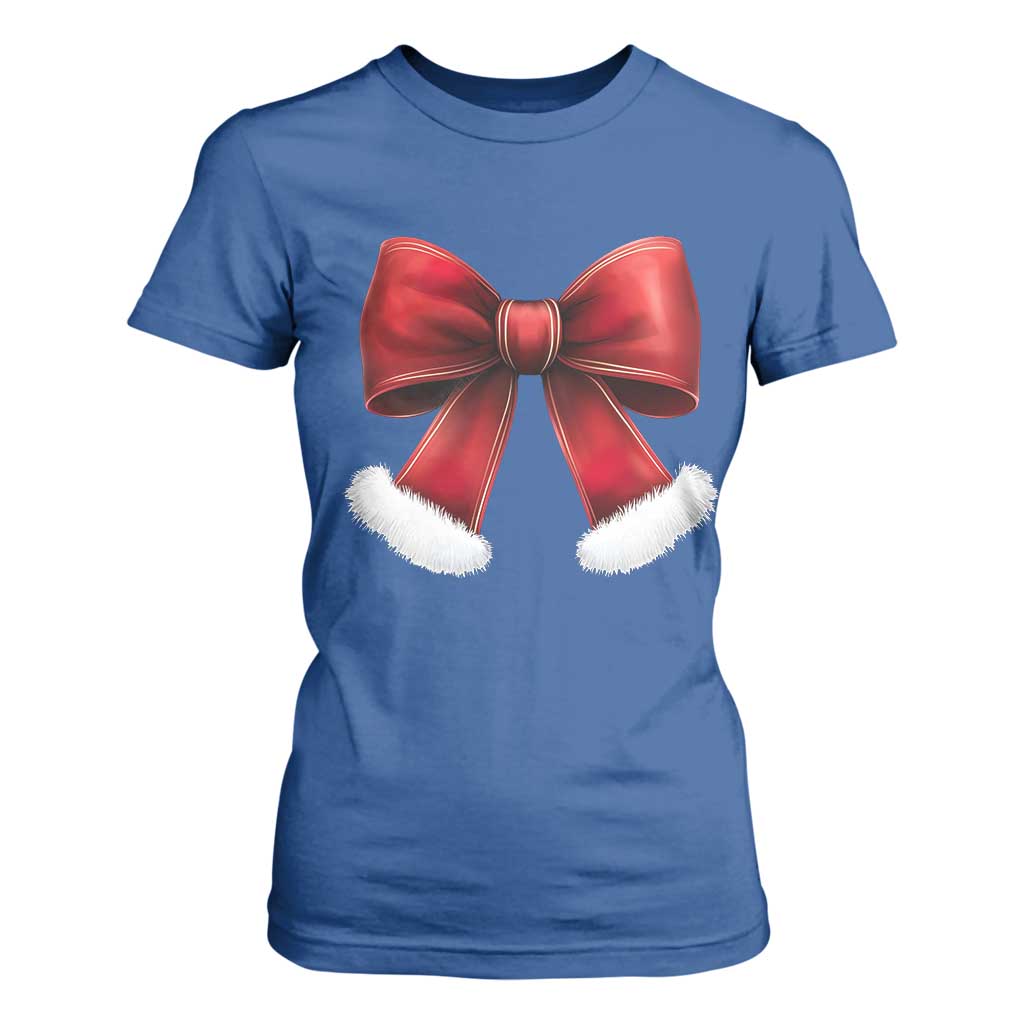 Red Coquette Bow Santa Retro Christmas Vibe T Shirt For Women TS02 Royal Blue Print Your Wear