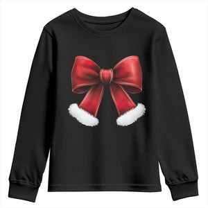 Red Coquette Bow Santa Retro Christmas Vibe Youth Sweatshirt TS02 Black Print Your Wear