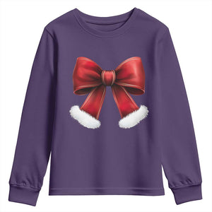 Red Coquette Bow Santa Retro Christmas Vibe Youth Sweatshirt TS02 Purple Print Your Wear