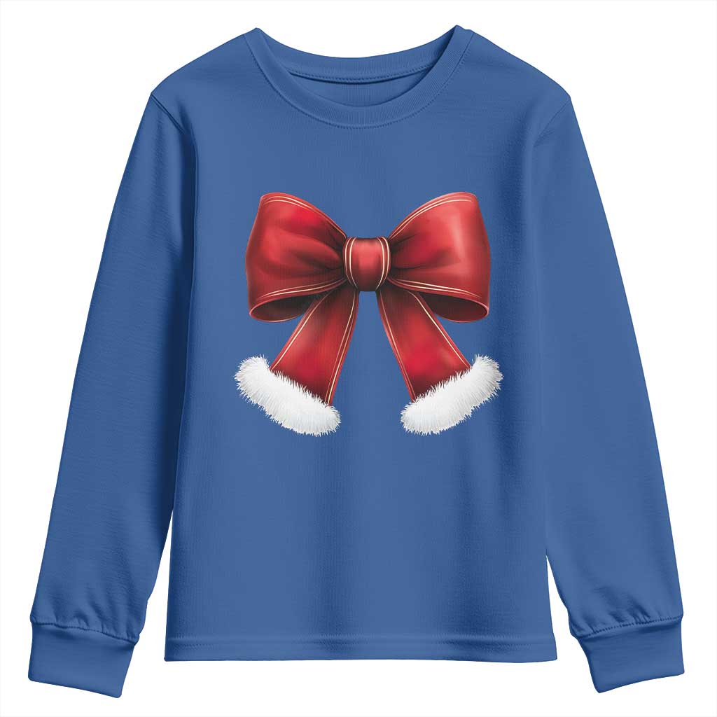 Red Coquette Bow Santa Retro Christmas Vibe Youth Sweatshirt TS02 Royal Blue Print Your Wear