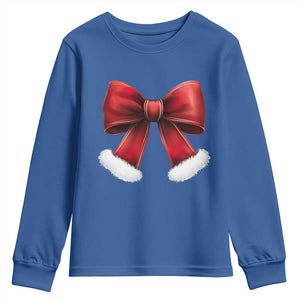 Red Coquette Bow Santa Retro Christmas Vibe Youth Sweatshirt TS02 Royal Blue Print Your Wear