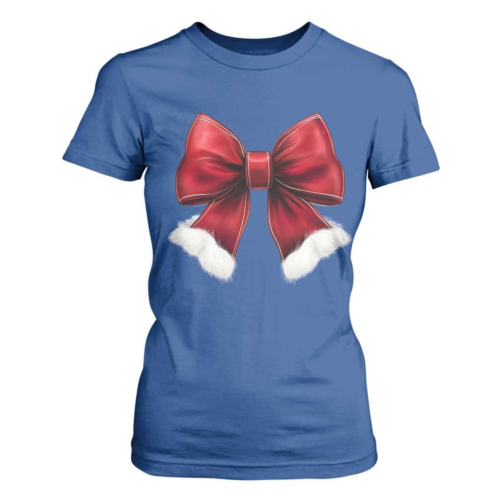 Red Coquette Bow Santa Christmas Vibe T Shirt For Women TS02 Royal Blue Print Your Wear