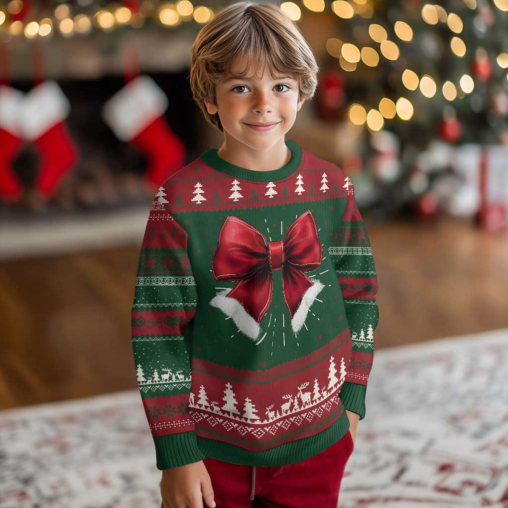 Red Coquette Bow Santa Xmas Vibe Ugly Christmas Sweater TS02 Christmas Print Your Wear
