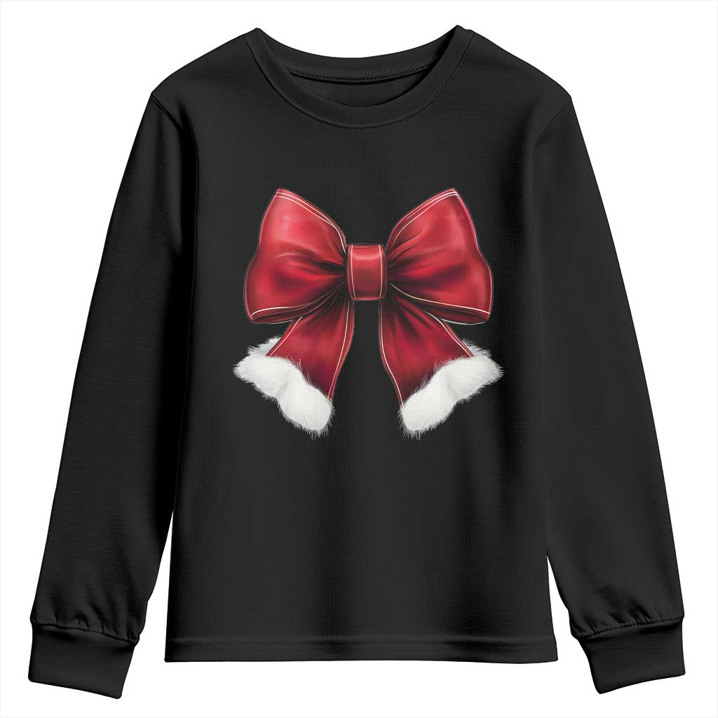 Red Coquette Bow Santa Christmas Vibe Youth Sweatshirt TS02 Black Print Your Wear