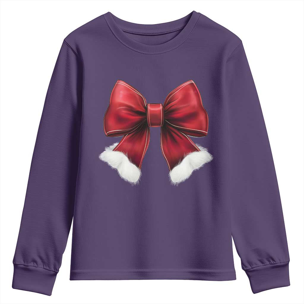 Red Coquette Bow Santa Christmas Vibe Youth Sweatshirt TS02 Purple Print Your Wear