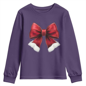 Red Coquette Bow Santa Christmas Vibe Youth Sweatshirt TS02 Purple Print Your Wear