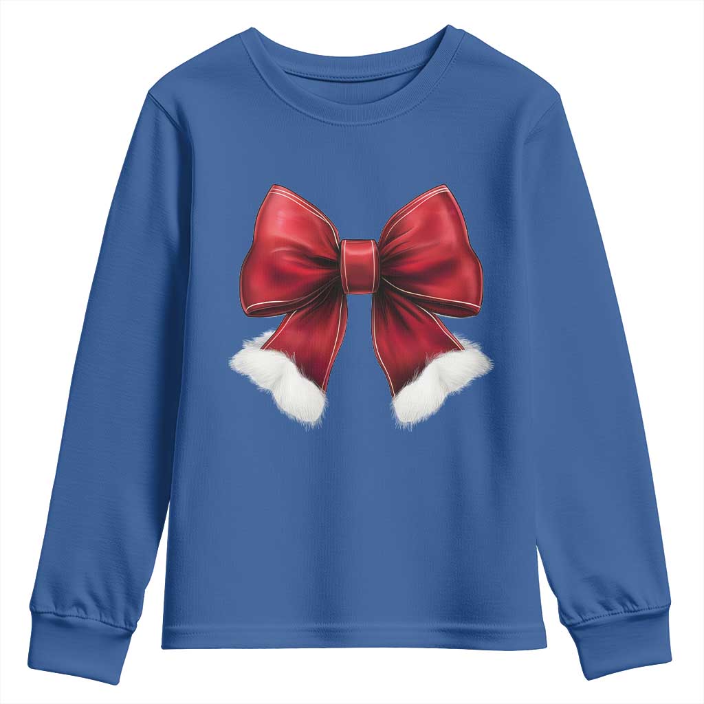 Red Coquette Bow Santa Christmas Vibe Youth Sweatshirt TS02 Royal Blue Print Your Wear