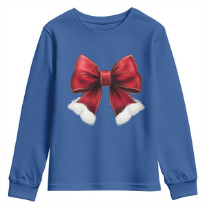 Red Coquette Bow Santa Christmas Vibe Youth Sweatshirt TS02 Royal Blue Print Your Wear