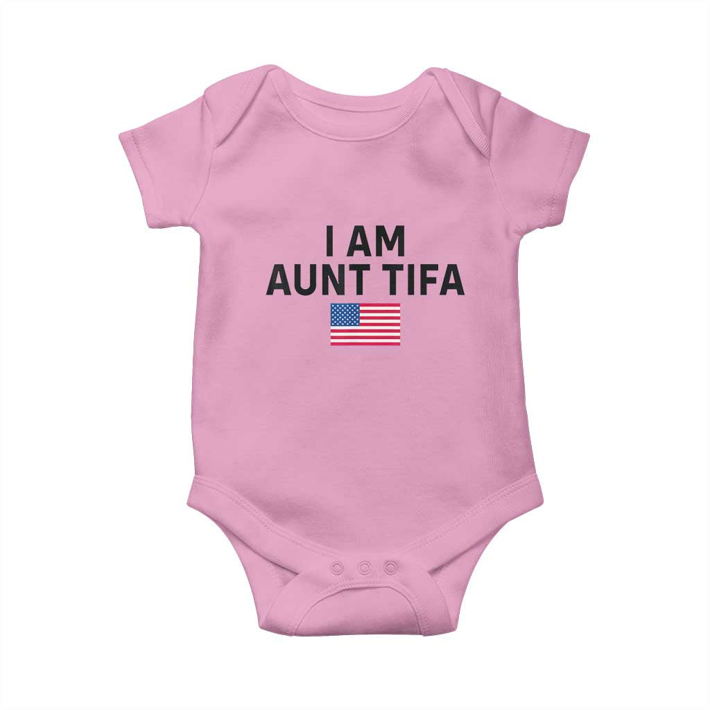 Funny I Am Aunt Tifa Baby Onesie Sarcastic Political Meme American Flag TS02 Light Pink Print Your Wear