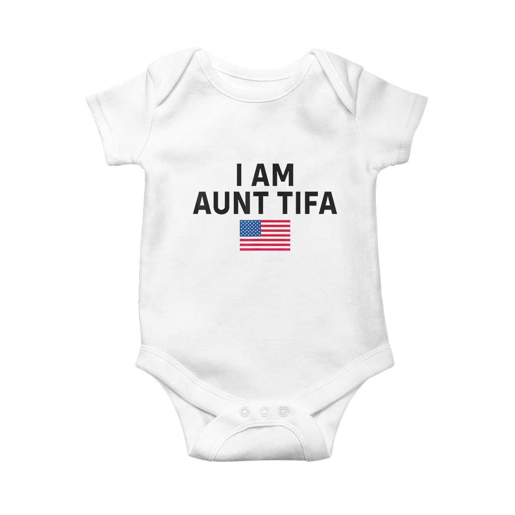 Funny I Am Aunt Tifa Baby Onesie Sarcastic Political Meme American Flag TS02 White Print Your Wear