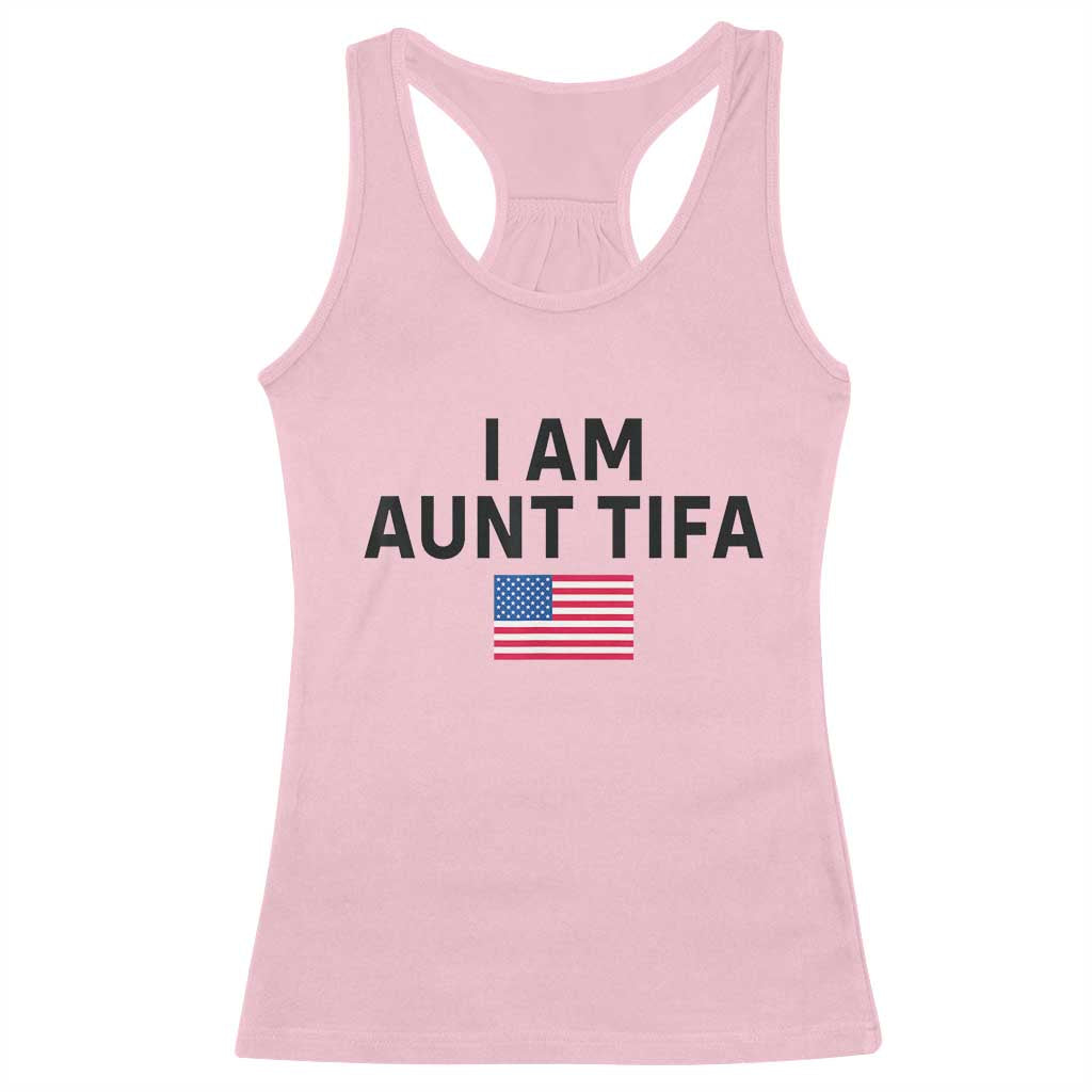 Funny I Am Aunt Tifa Racerback Tank Top Sarcastic Political Meme American Flag TS02 Light Pink Print Your Wear