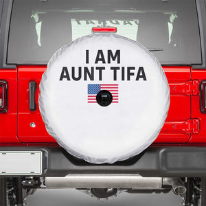 Funny I Am Aunt Tifa Spare Tire Cover Sarcastic Political Meme American Flag TS02 White Print Your Wear
